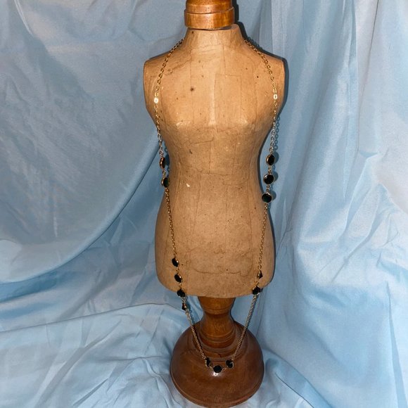 J Crew Gold Blue Crystal Necklace - Picture 3 of 13